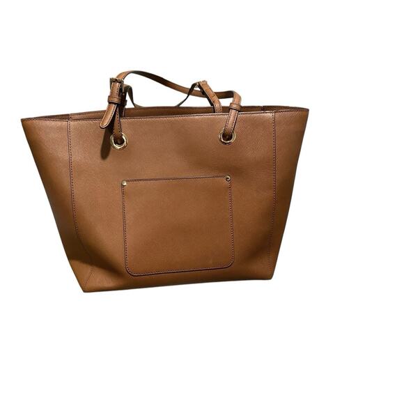 Michael Kors MK Walsh Camel Brown Saffiano Leather Tote Large Shoulder Bag Used - Picture 2 of 14
